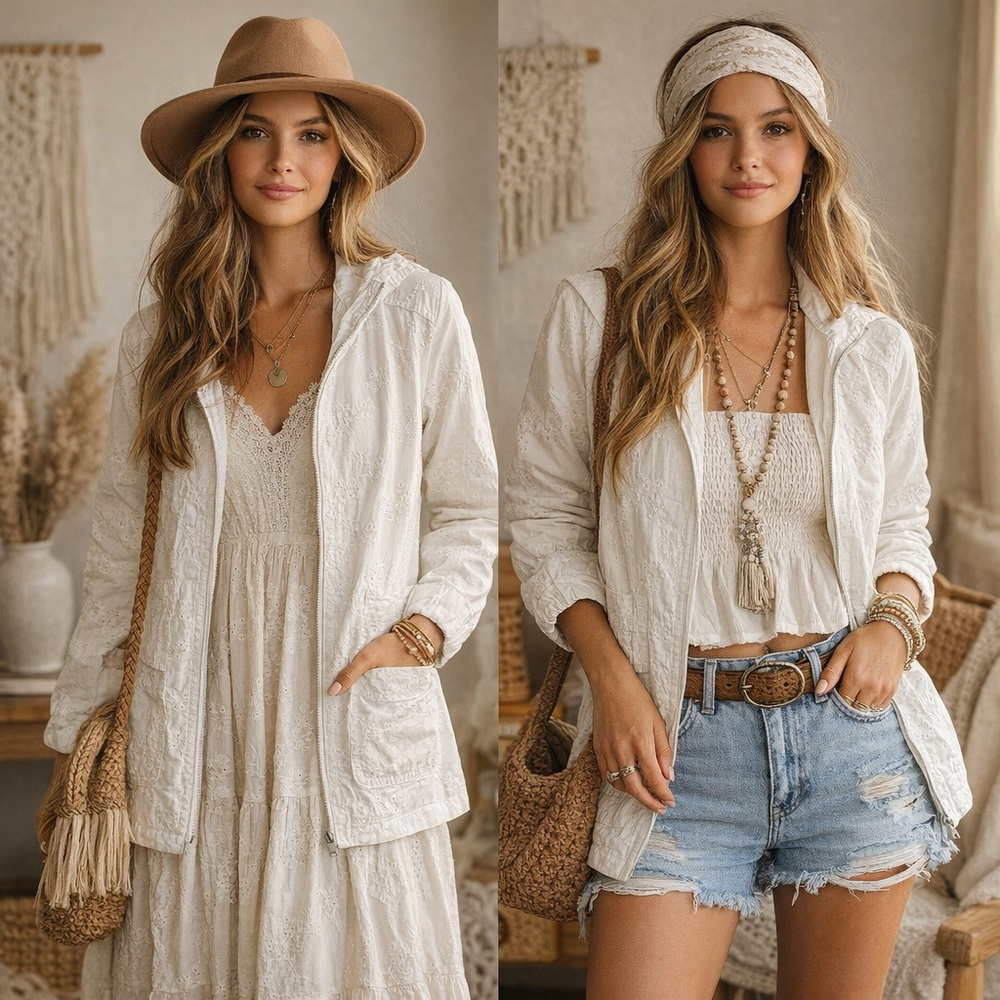 Appleseed's White Eyelet Cotton Jacket
01-0016